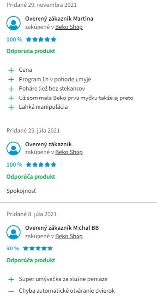 Recenzie a skúsenosti s umývačkou riadu Beko DIN26410