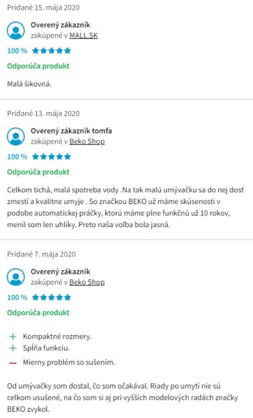 Recenzie a skúsenosti s umývačkou riadu Beko DTC36610W