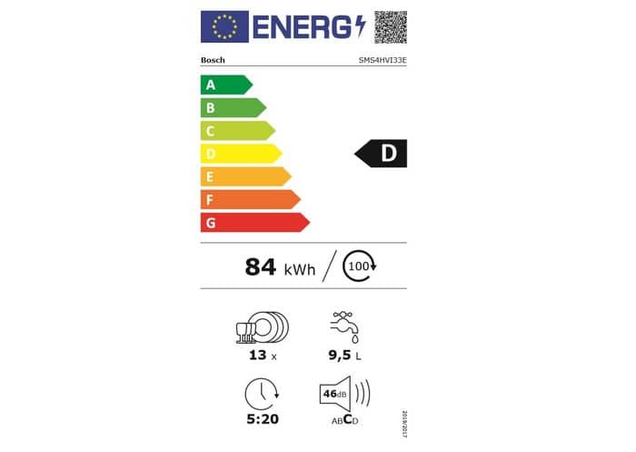 Bosch SMS4HVI33E energetický štítek