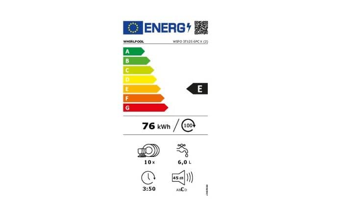 Whirlpool WSFO 3T125 6PC X energetický štítek