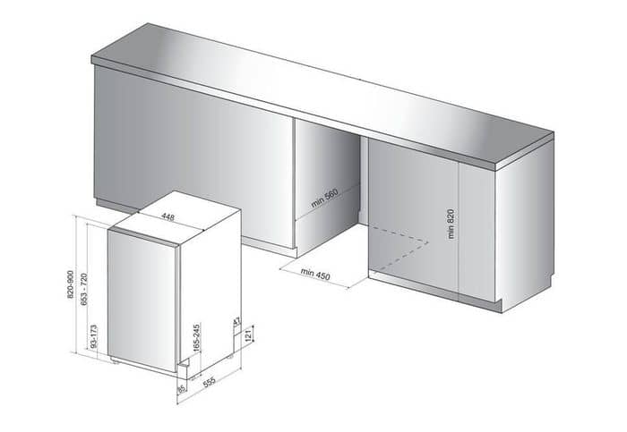 Whirlpool WSIC 3M17 rozměry