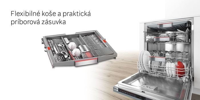 Bosch SMS4EVI14E flexibilné koše a zásuvka na príbor