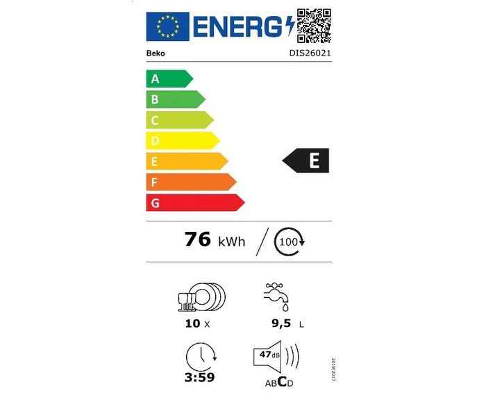 Beko DIS26021 energetický štítek