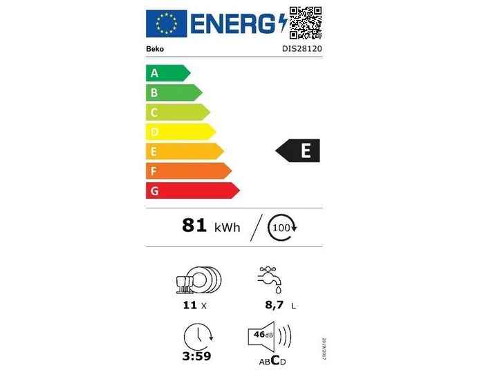 Beko DIS28120 energetický štítek