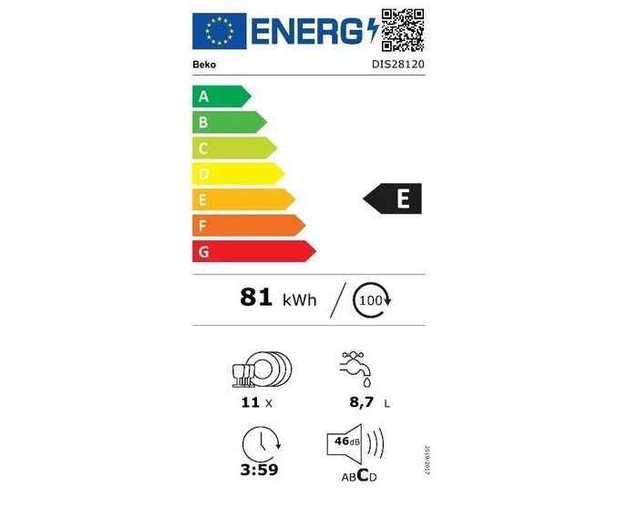 Beko DIS28120 energetický štítok