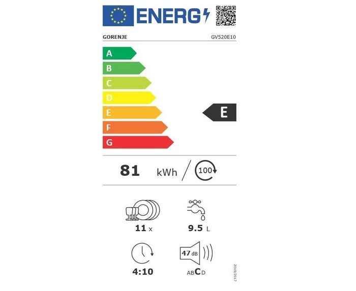 Gorenje GV520E10 energetický štítok