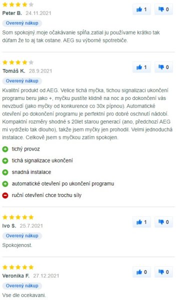 Recenzie a skúsenosti s umývačkou riadu AEG FSE73407P na Mall