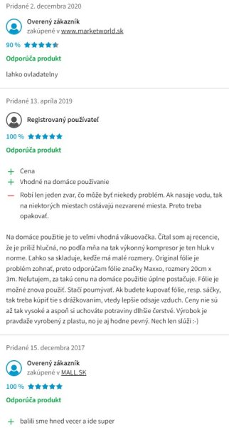 Recenzie a skúsenosti s vákuovačkou ETA Freshie 2762