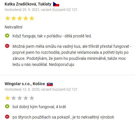 Recenzie a skúsenosti s výrobníkom ľadu Guzzanti GZ 121 na Alza