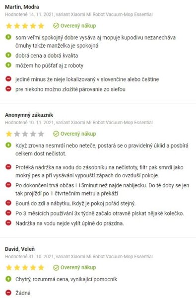Recenzie a skúsenosti s robotickým vysávačom Xiaomi Mi Robot Vacuum Mop Essential na Alza