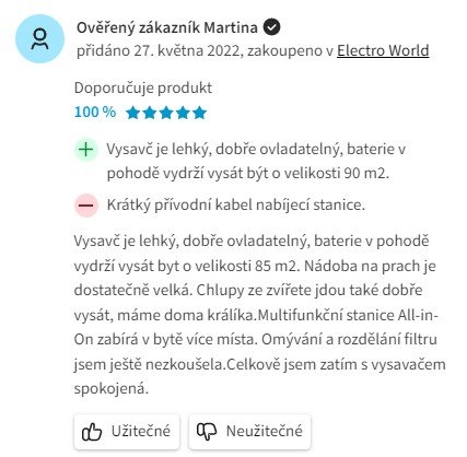 Recenzie a skúsenosti s tyčovým vysávačom Samsung VS20A95823W/GE