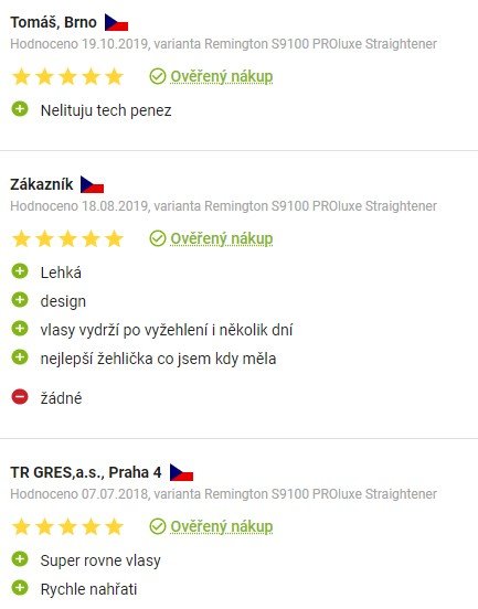 Recenzie a skúsenosti so žehličkou na vlasy Remington PROluxe S9100 na Alze